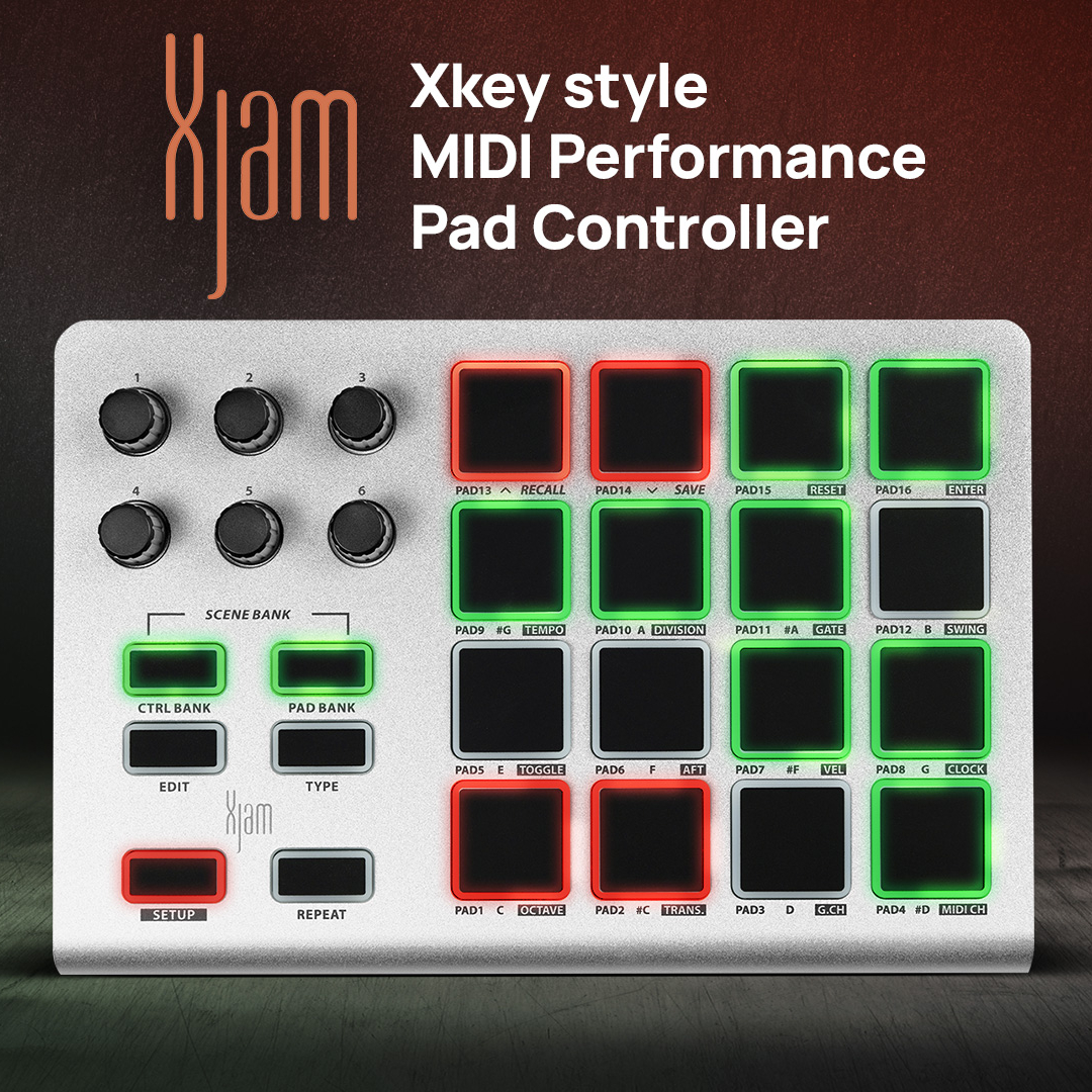 The Xjam: an Xkey style MIDI performance pad controller