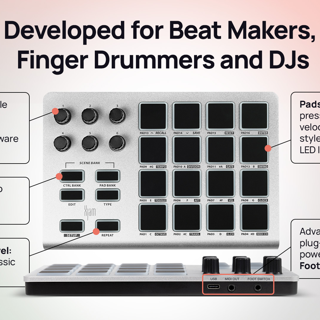 Xjam was developed for beat makers, finger drummers, and DJs