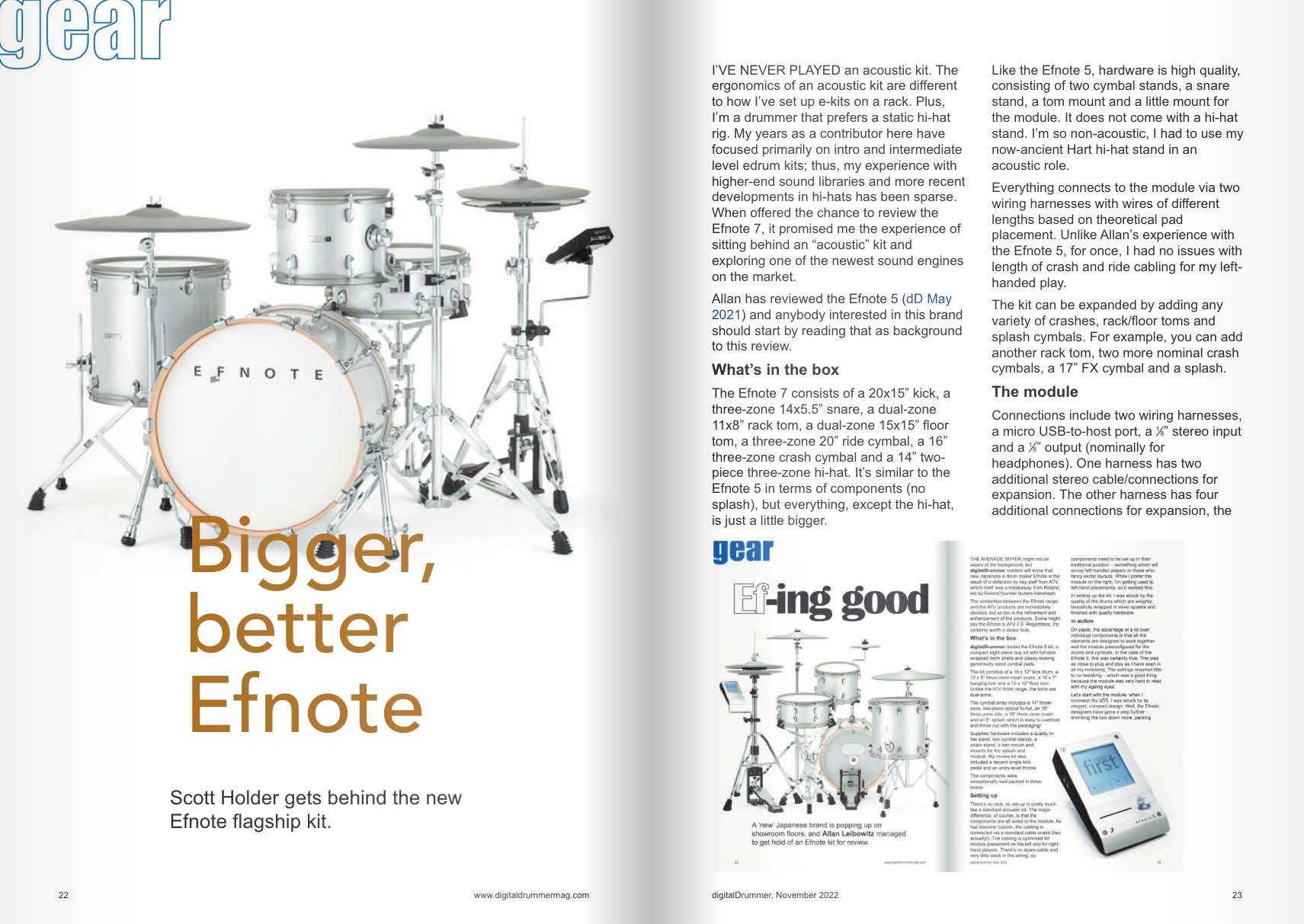 EFNOTE 7 Review by Tris Imboden in digitalDrummer Magazine.