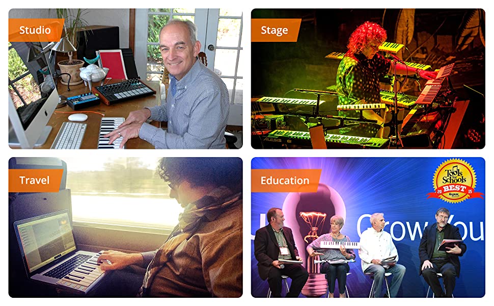 The Xkey is great for in the studio, traveling, on stage or for music education.