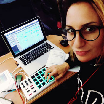 A musician creating with the Xjam connected to their laptop.