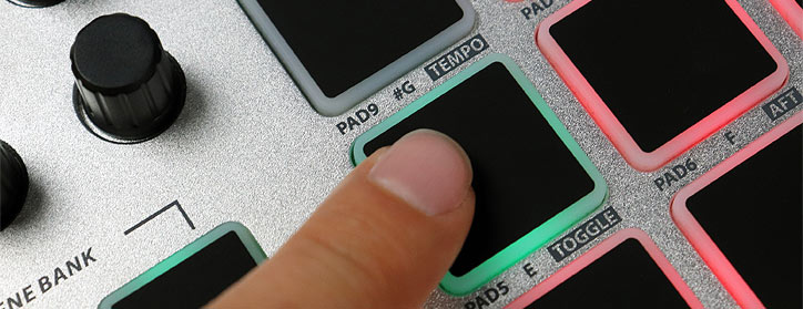 Xjam up-close of pads with back lighting