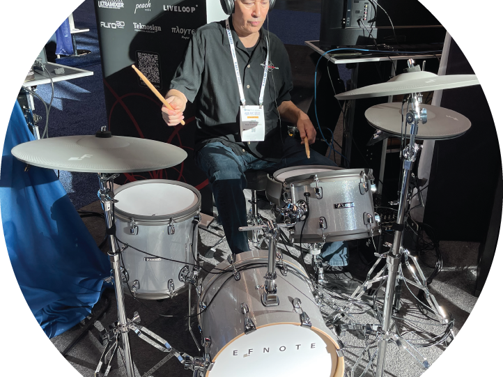 EFNOTE Drum kit at AES played by an attendee